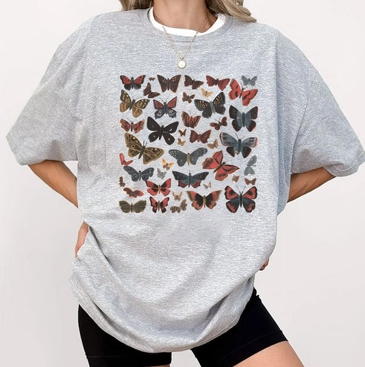 Vintage Butterfly & Moth TShirt,  Gift For Her, Nature Lover Tee, Boho Clothing