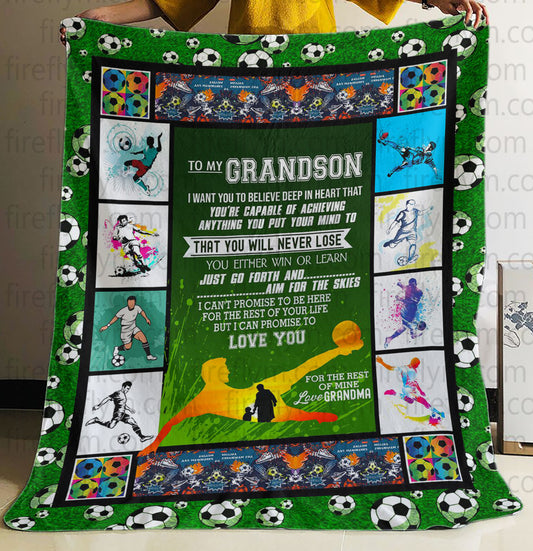 Personalized To My Grandson Soccer Fleece Blanket