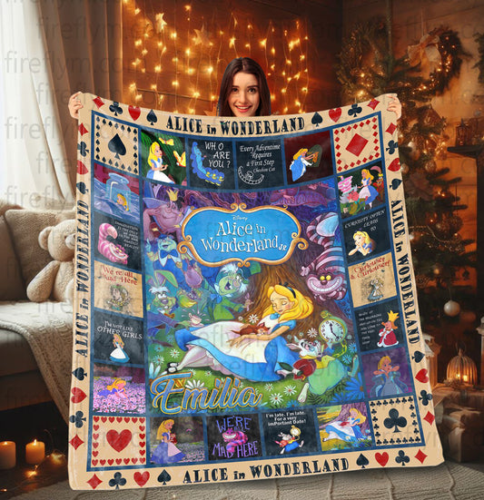 Personalized Disney Alice in Wonderland Fleece Blanket