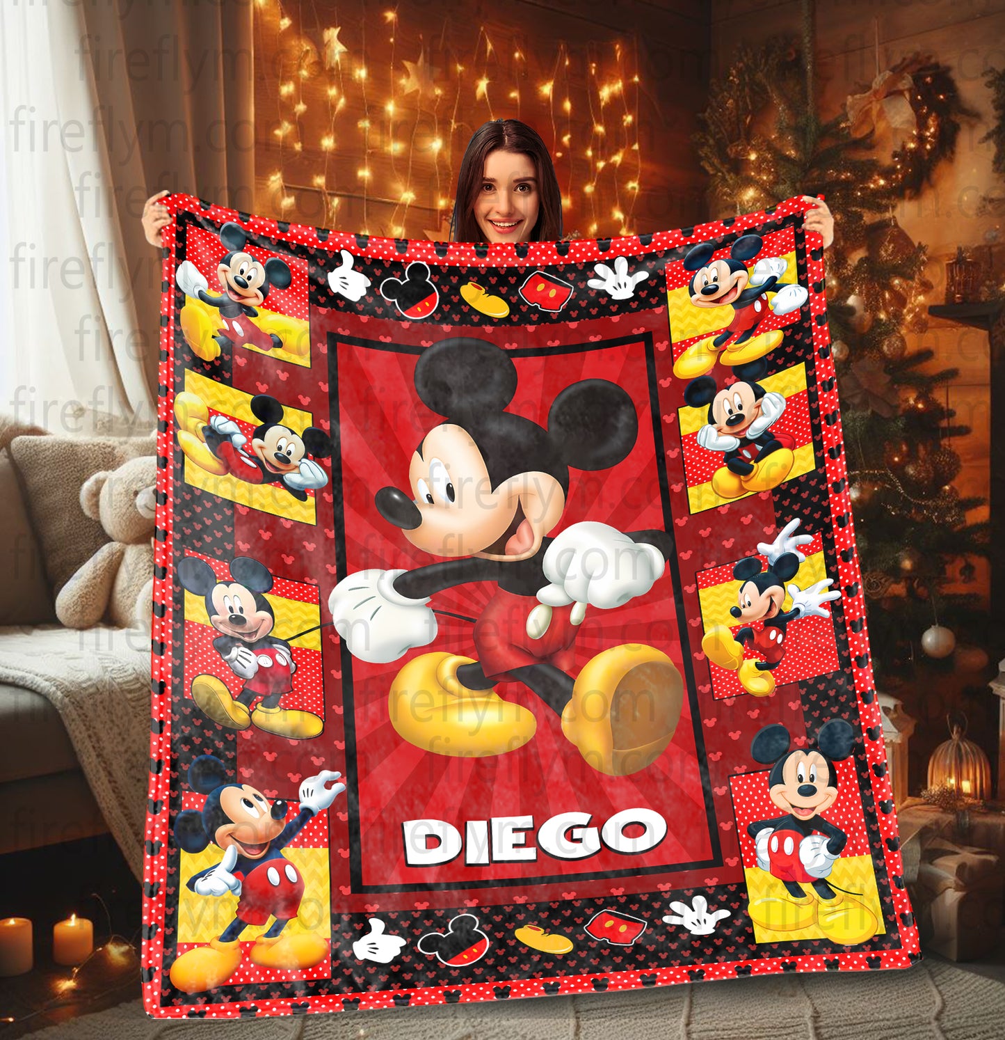 Personalized Blanket, Custom Name Disney Mickey Mouse Blanket