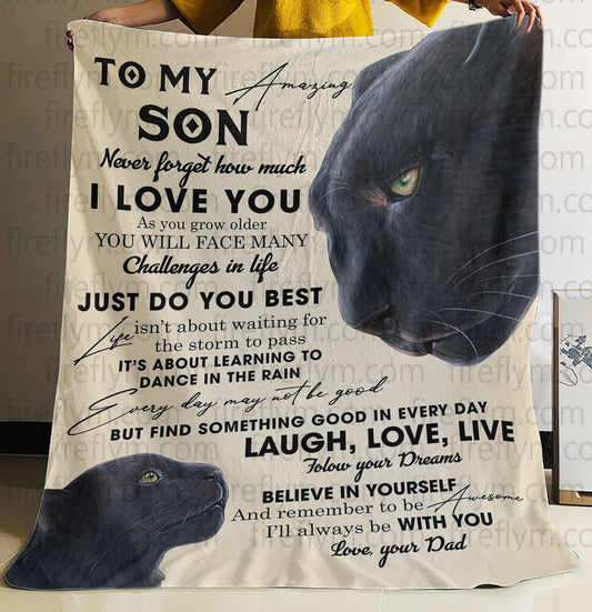 Personalized Black Panther Quilt Fleece Blanket