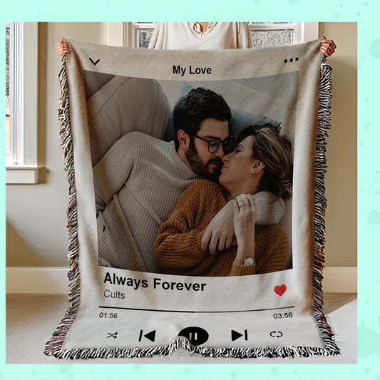 Custom Spotify Photo Blanket, Personalized Music Blanket With Your Song, Album Cover Song Blanket, Wedding Gift, Anniversary Gifts