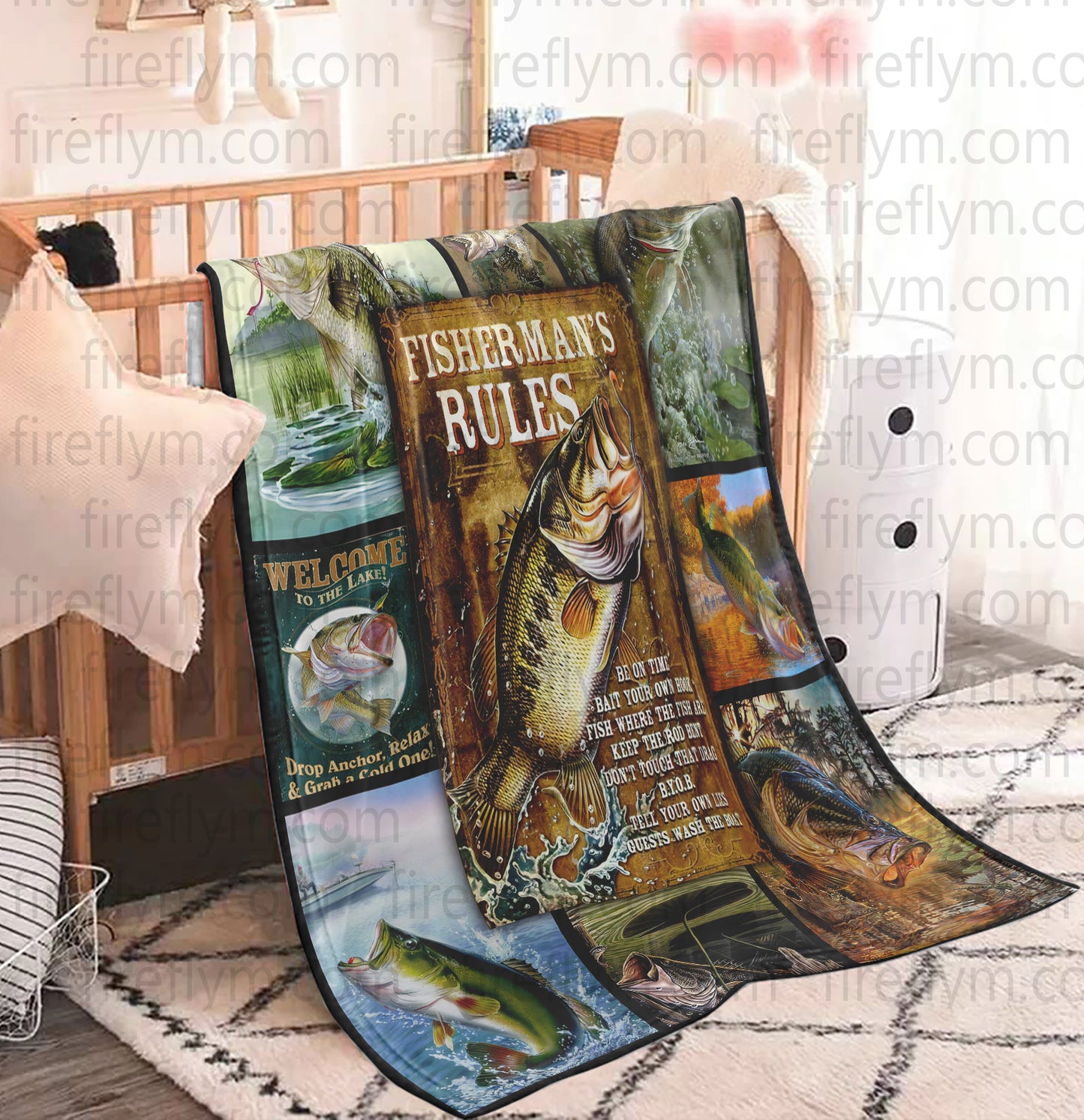 Personalized Bass Fishing Blanket