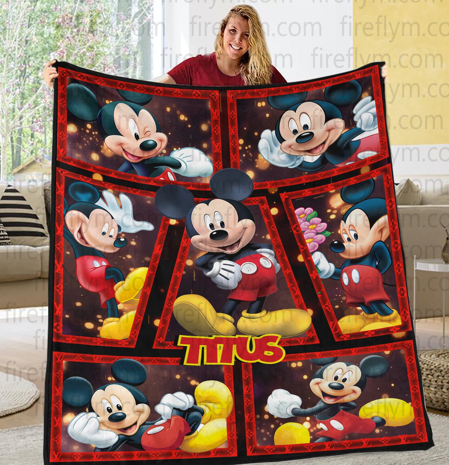 Personalized Custom Name Disney LOVE Mickey Mouse Blanket