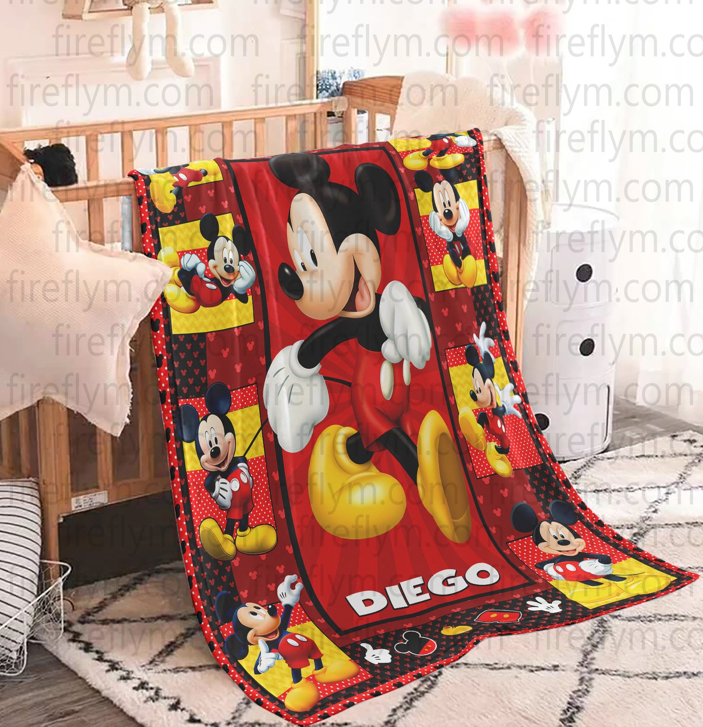 Personalized Blanket, Custom Name Disney Mickey Mouse Blanket