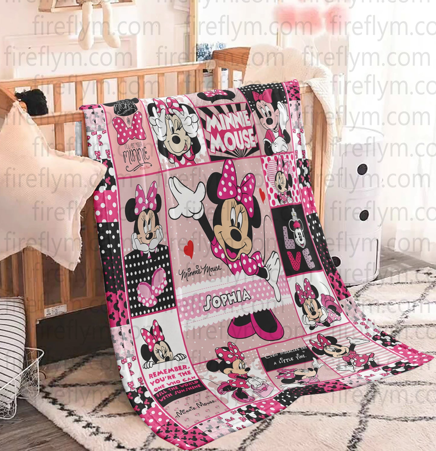 Personalized Disney Mickey Minnie Throw Blanket All Season Light Weight Blanket