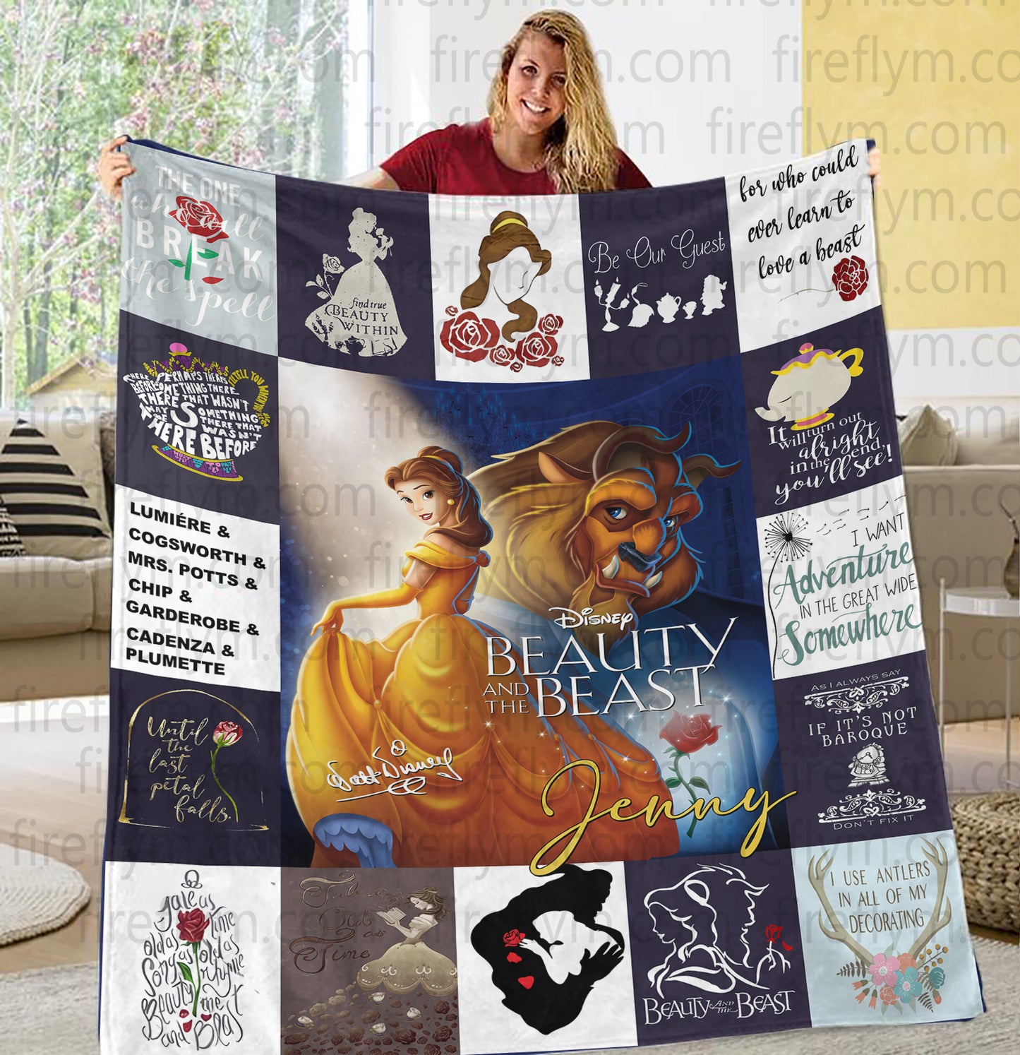 Personalized Disney Beauty And The Beast Blanket