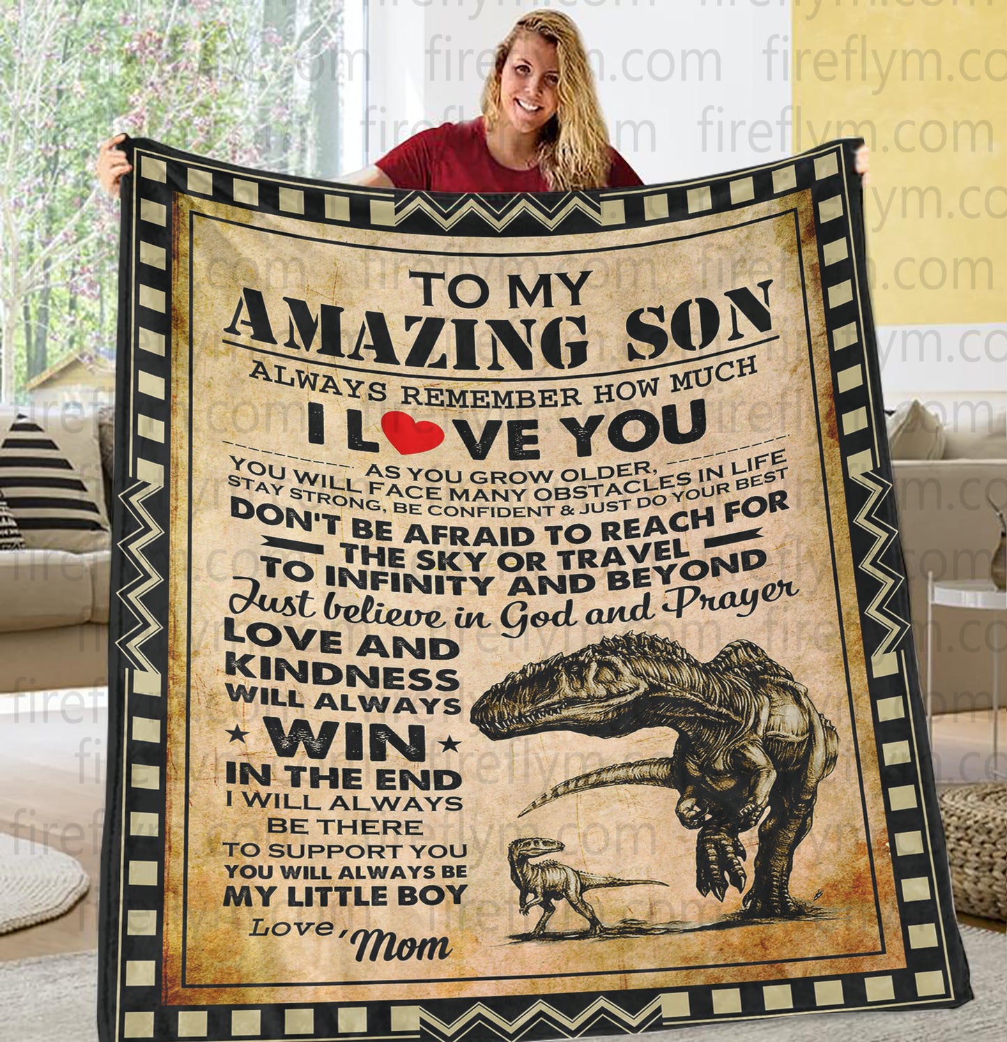 Personalized Amazing son win Fleece Blanket