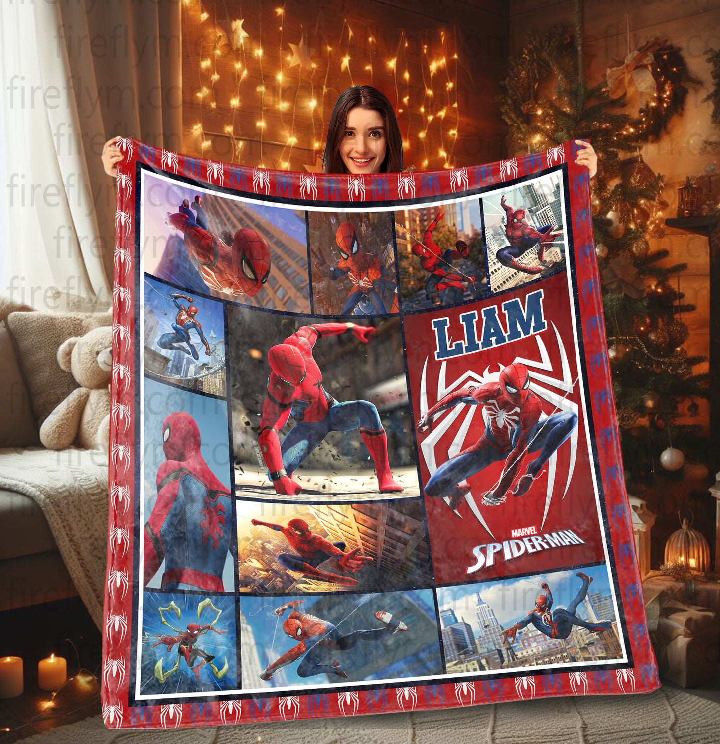 Personalized Amazing Spiderman Fleece Blanket