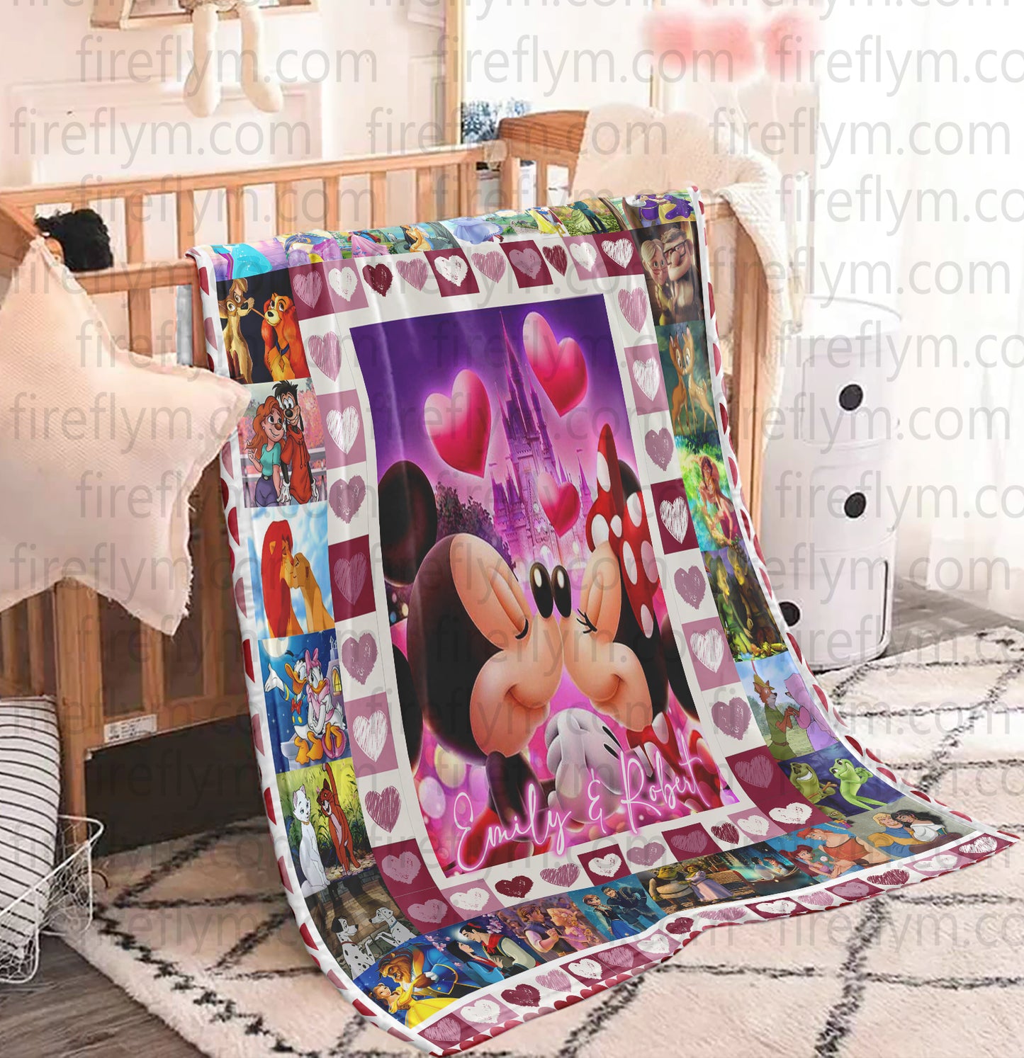 Personalized Disney Couples Customize Fleece Blanket