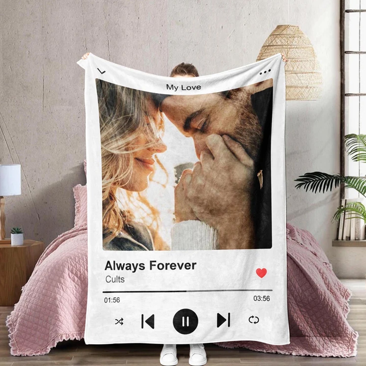 Custom Spotify Photo Blanket, Personalized Music Blanket With Your Song, Album Cover Song Blanket, Wedding Gift, Anniversary Gifts