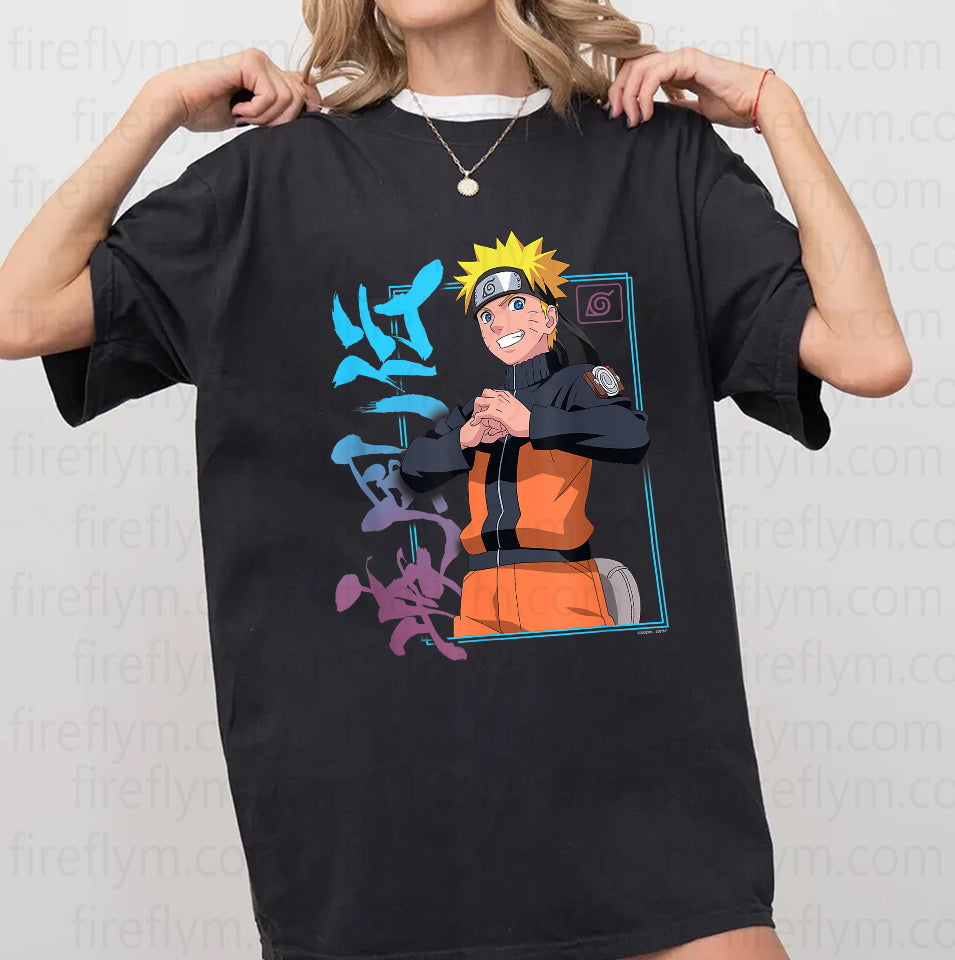 Naruto Shippuden Kanji Frame Anime Graphic T-Shirt