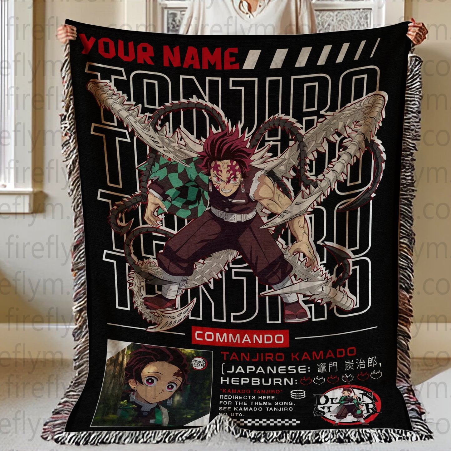 Demon Slayer Tapestry Throw, Anime Hand Woven Cozy Blanket | Anime Tapestry Throw, Anime Woven Blanket, Fan Gift Fleece Blanket