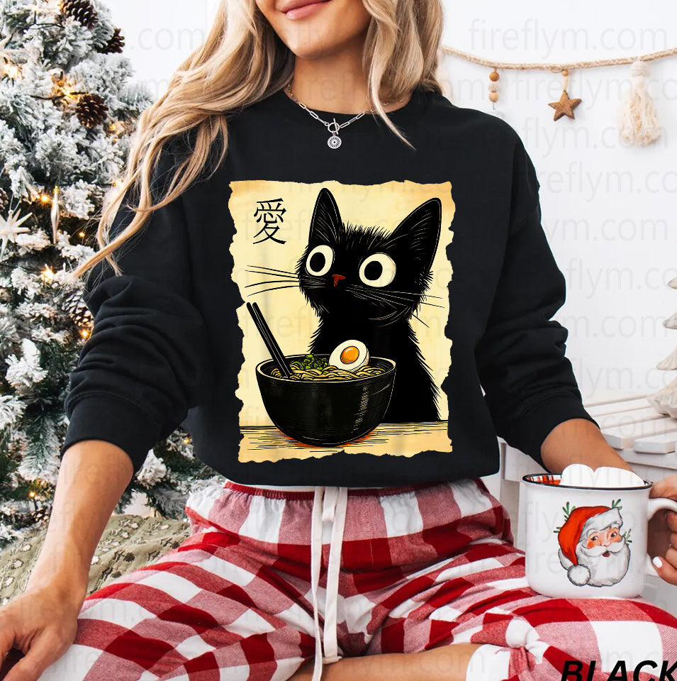 Cute Cat Ramen T-Shirt – Japanese Kawaii Anime Graphic Tee