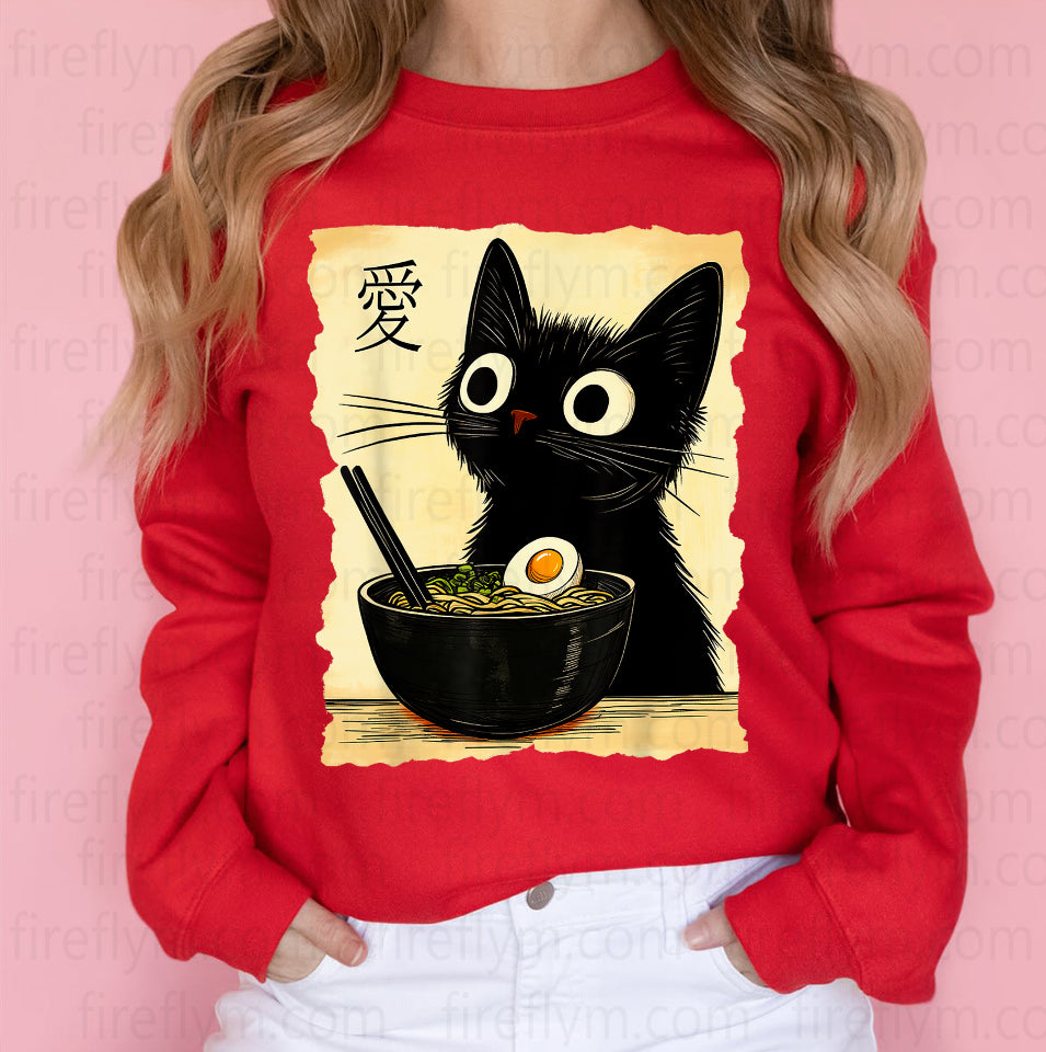 Cute Cat Ramen T-Shirt – Japanese Kawaii Anime Graphic Tee