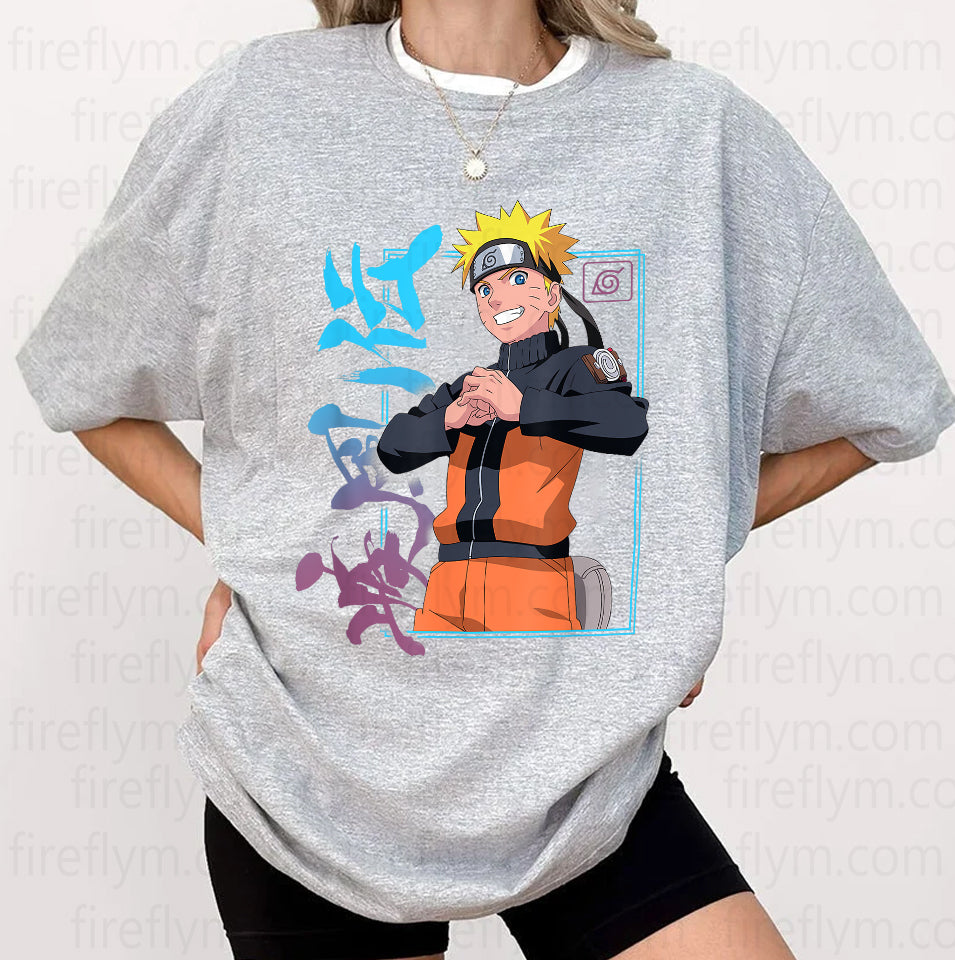 Naruto Shippuden Kanji Frame Anime Graphic T-Shirt