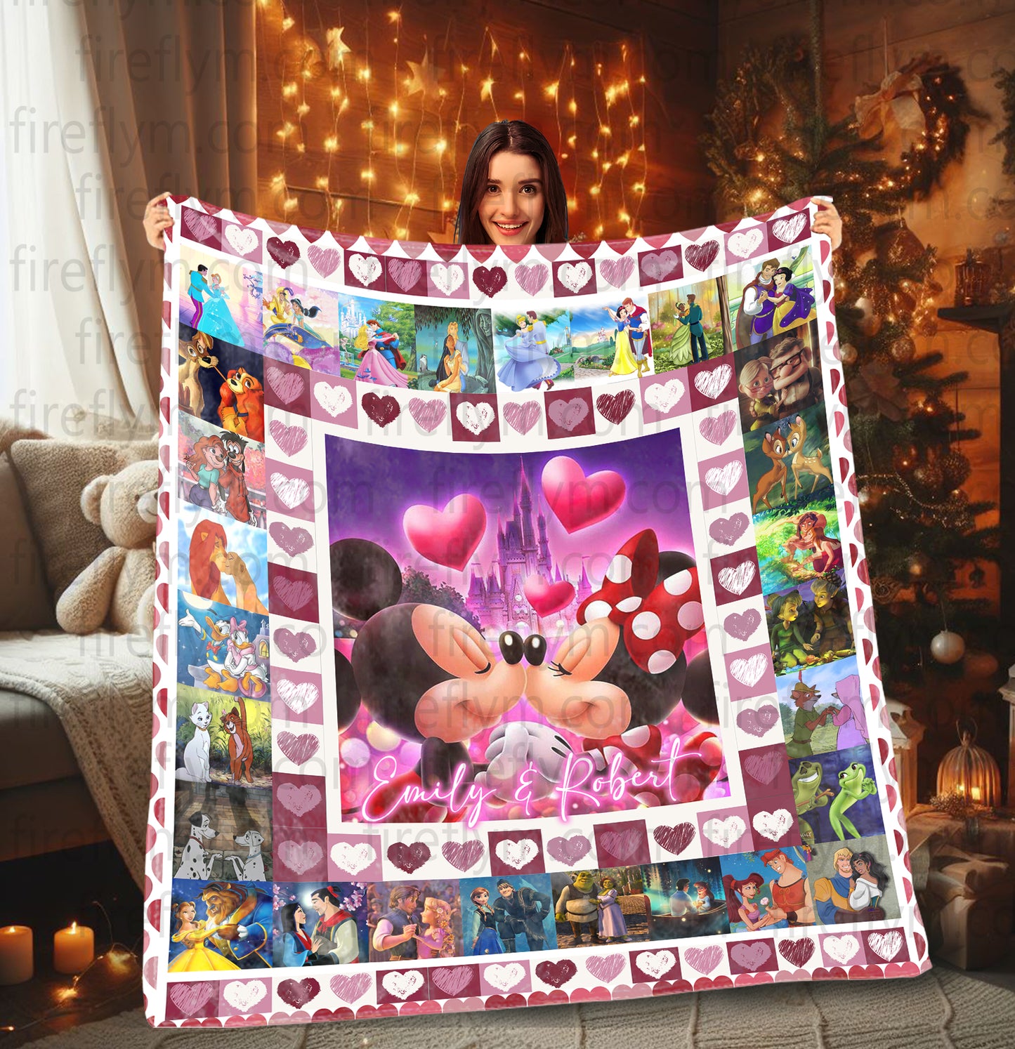 Personalized Disney Couples Customize Fleece Blanket