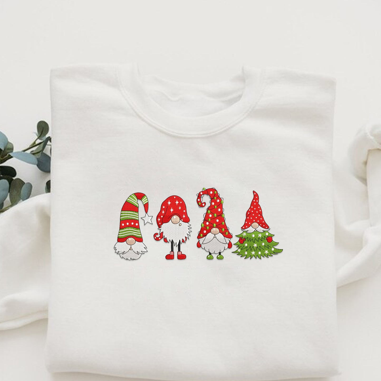 Christmas Gnomes Embroidery Sweatshirt, Holiday Christmas Embroidery