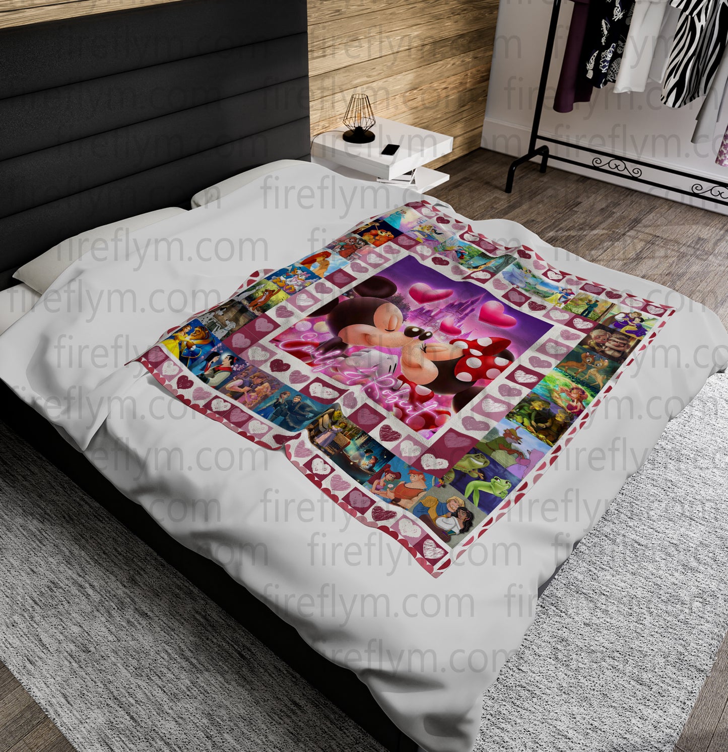 Personalized Disney Couples Customize Fleece Blanket