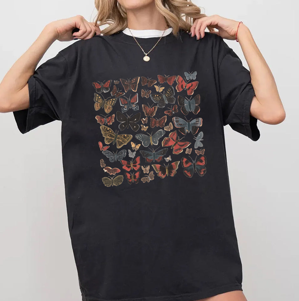 Vintage Butterfly & Moth TShirt,  Gift For Her, Nature Lover Tee, Boho Clothing