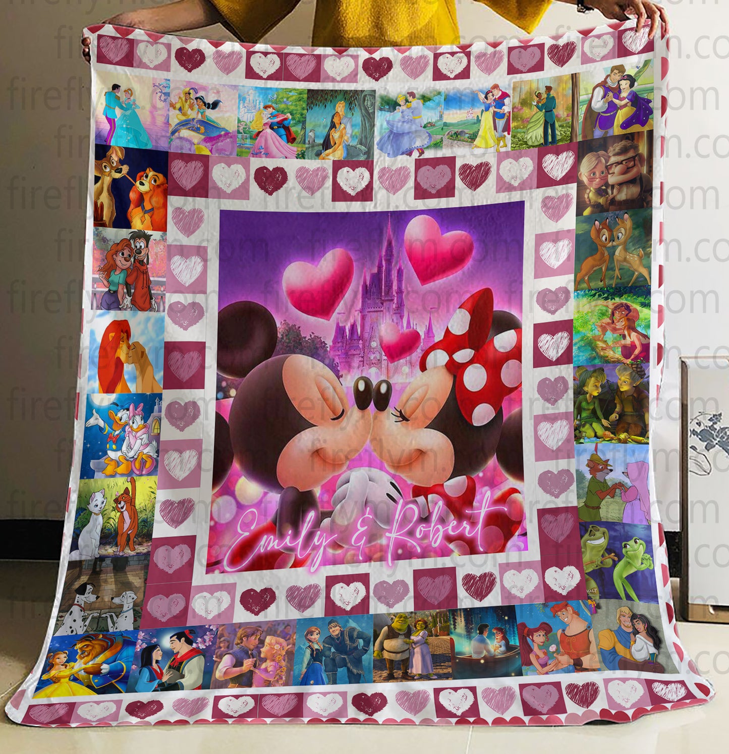 Personalized Disney Couples Customize Fleece Blanket