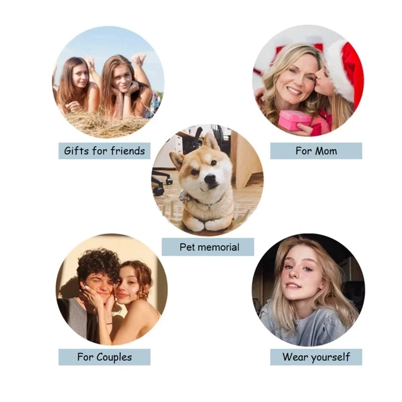 Custom Bracelet 925 Sterling Silver Projection Photo Bracelet Pet Picture, Custom Photo Anniversary Christmas Gifts