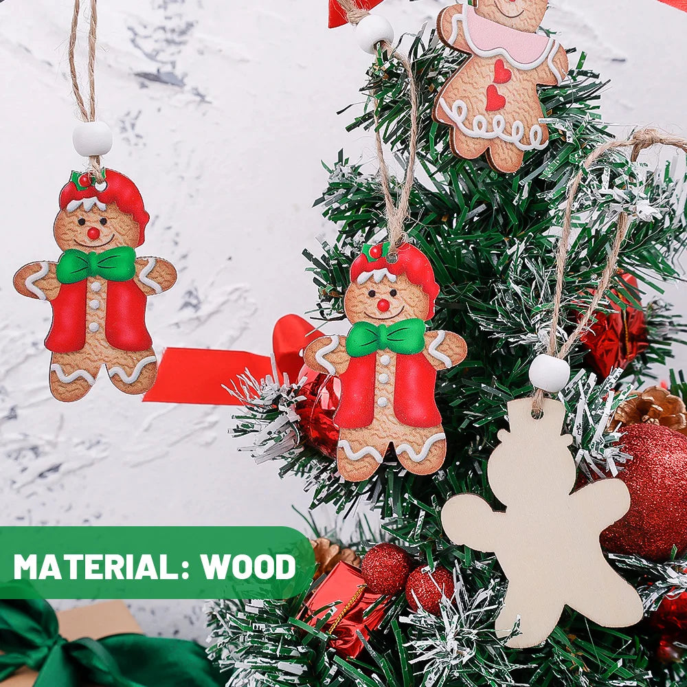 12/6Pcs Christmas Gingerbread Man Ornaments Xmas Tree Hanging Pendants New Year Kids Gifts Xmas Navidad Party Decors For Home