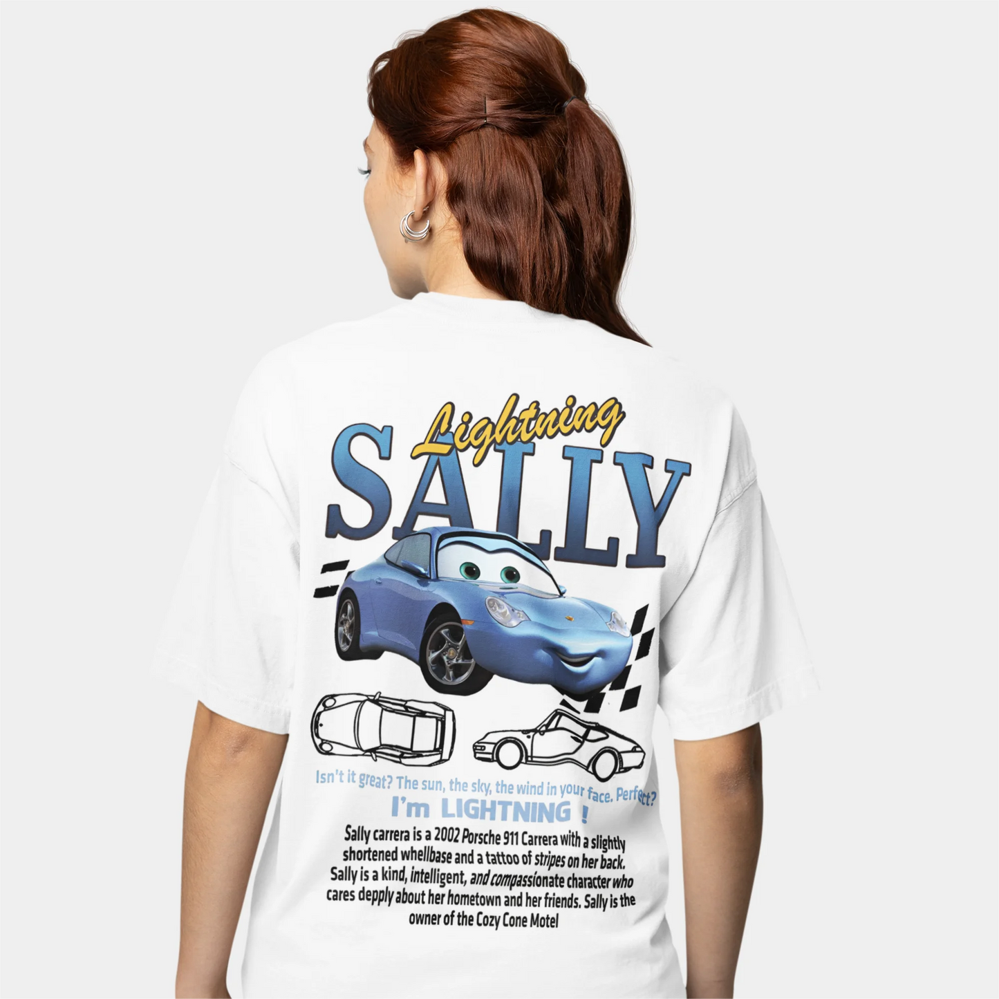 Lightning Mcqueen and Sally Couples T-shirt Merch Outfit for Men Women Sally and Mcqueen T Shirts for Couple Gift Tee Back Print