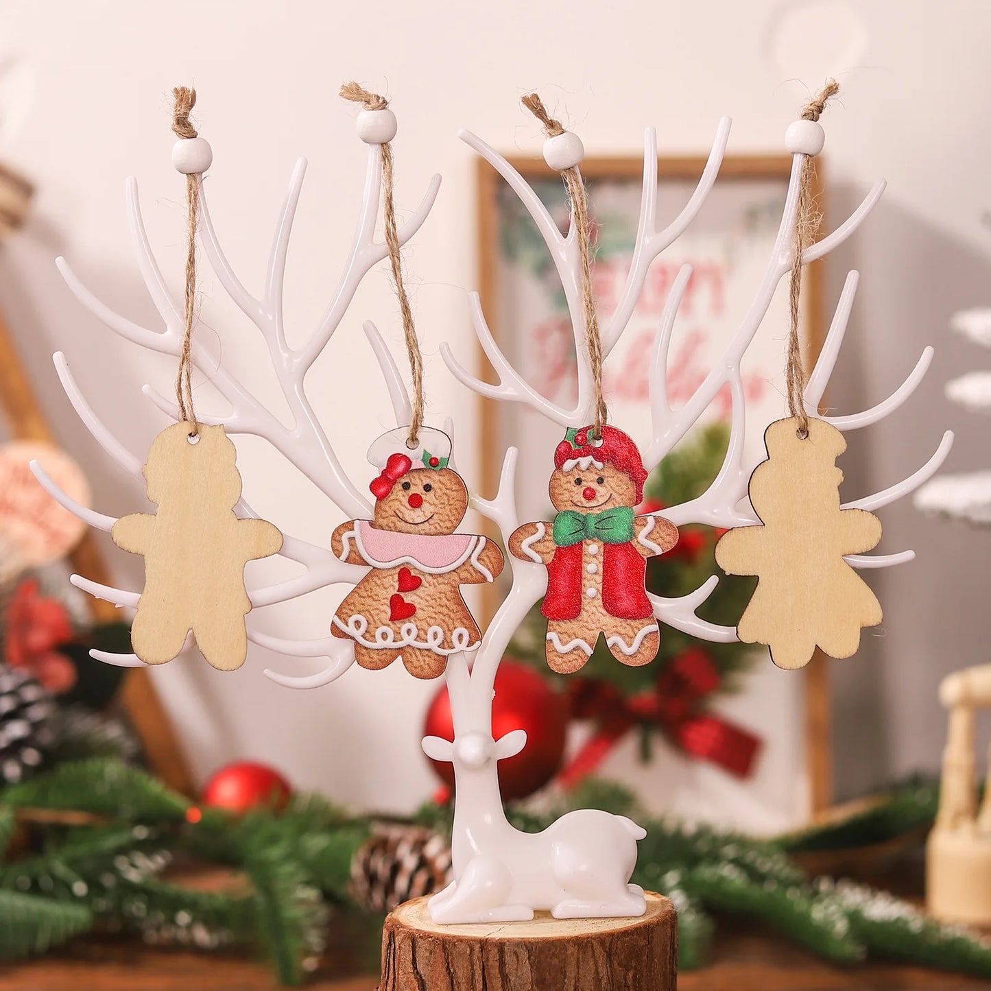 12/6Pcs Christmas Gingerbread Man Ornaments Xmas Tree Hanging Pendants New Year Kids Gifts Xmas Navidad Party Decors For Home