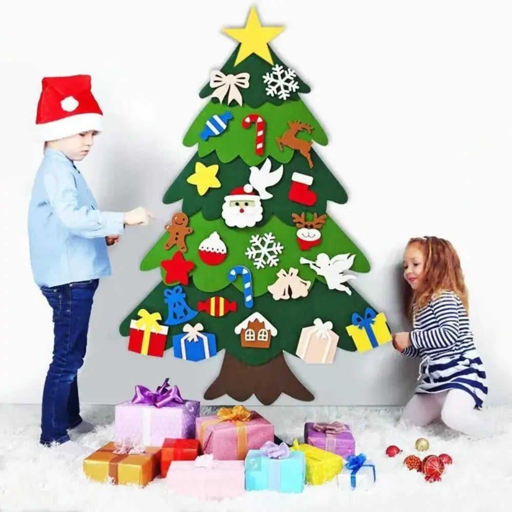 Funny Santa Claus Felt Christmas Tree Snowman Handmade Christmas Decor Merry Christmas Happy New Year Kids DIY Xmas Gift