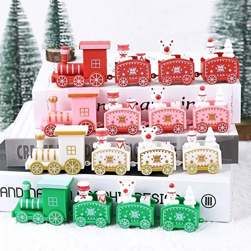 Christmas Wooden Train Merry Christmas Decorations for Home Xmas Tree Ornament Baking Cake Decoration Kids Gift Happy New Year