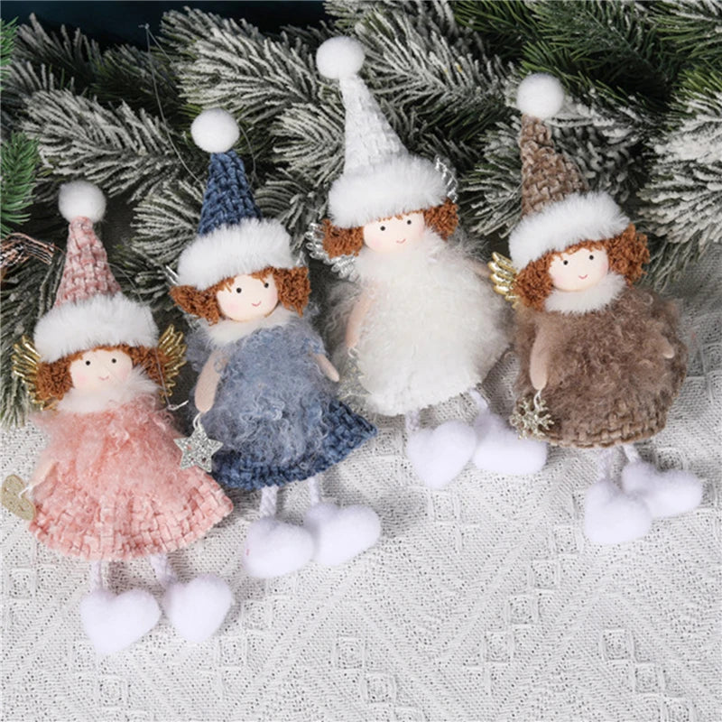 Plush Angel Doll Christmas Tree Pendant Decor Reindeer Snowman Santa Claus Doll New Year Kids Gift Christma Home Decoration