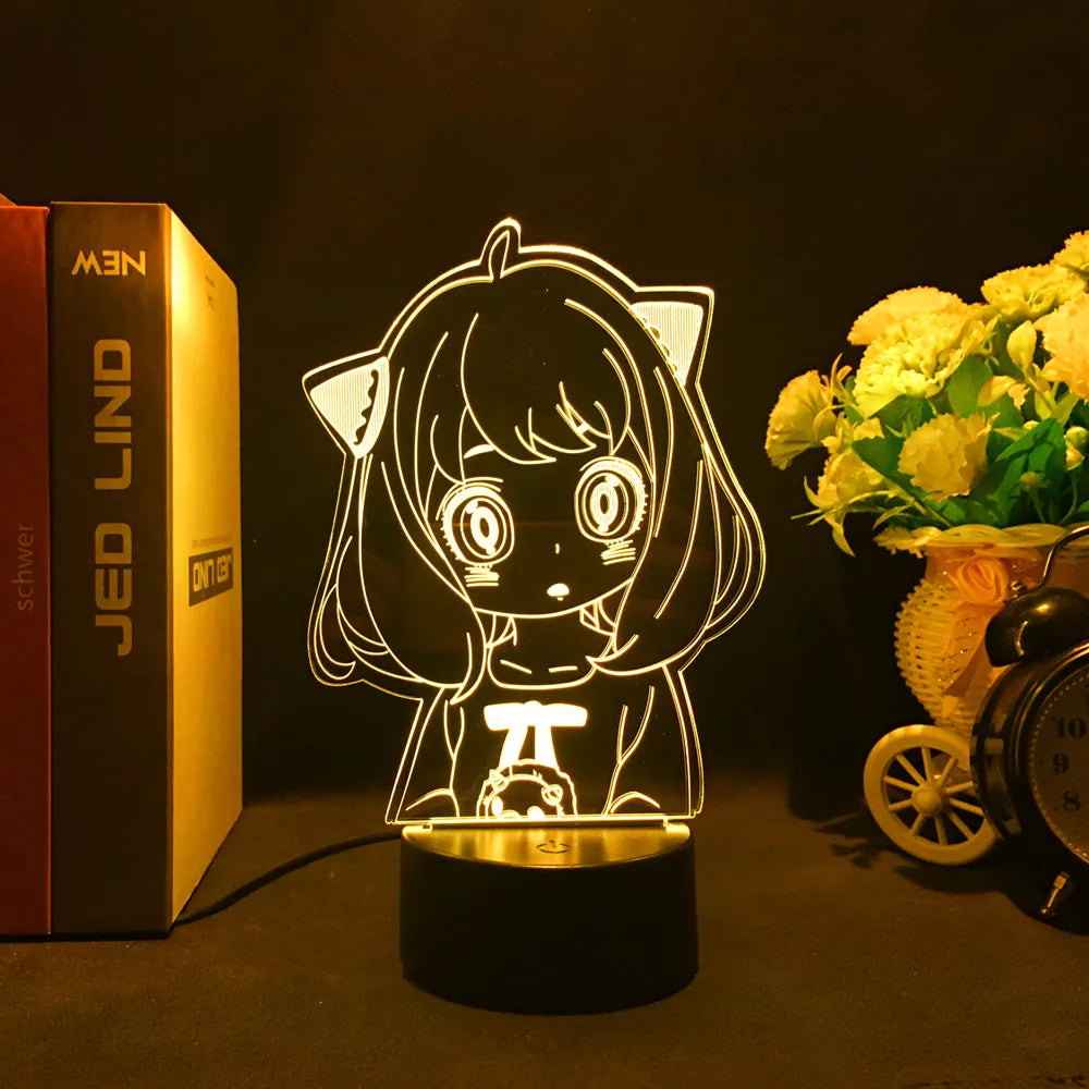 Anime LED Nightlight - Spy X Family Anya Forger Acrylic Stand for Kids