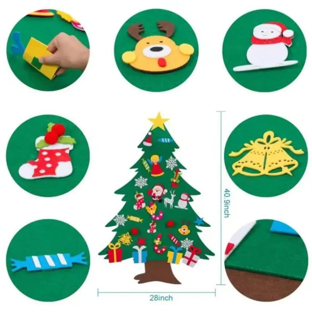 Funny Santa Claus Felt Christmas Tree Snowman Handmade Christmas Decor Merry Christmas Happy New Year Kids DIY Xmas Gift