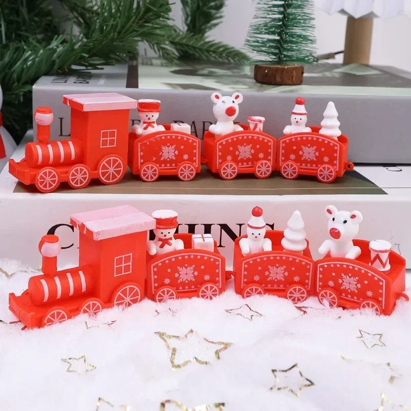 Christmas Wooden Train Merry Christmas Decorations for Home Xmas Tree Ornament Baking Cake Decoration Kids Gift Happy New Year