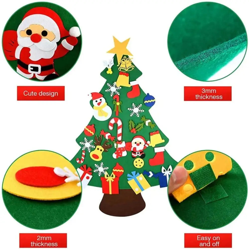 Funny Santa Claus Felt Christmas Tree Snowman Handmade Christmas Decor Merry Christmas Happy New Year Kids DIY Xmas Gift