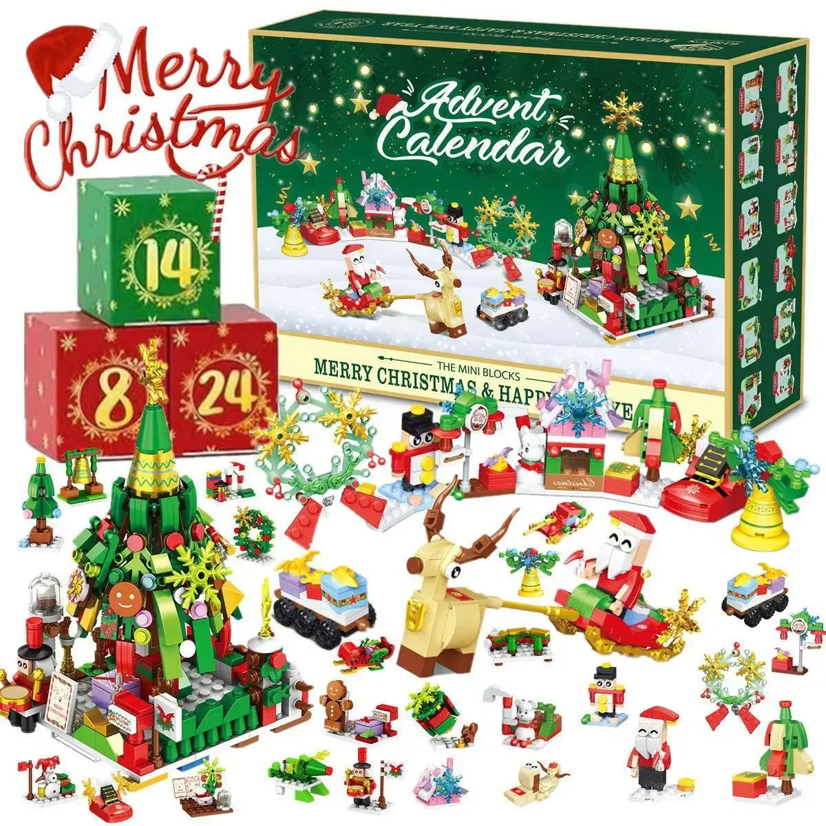 Advent Calendar New Christmas Countdown Blind Box Christmas Tree Santa Claus Model Toy Collection Christmas Kids Gifts