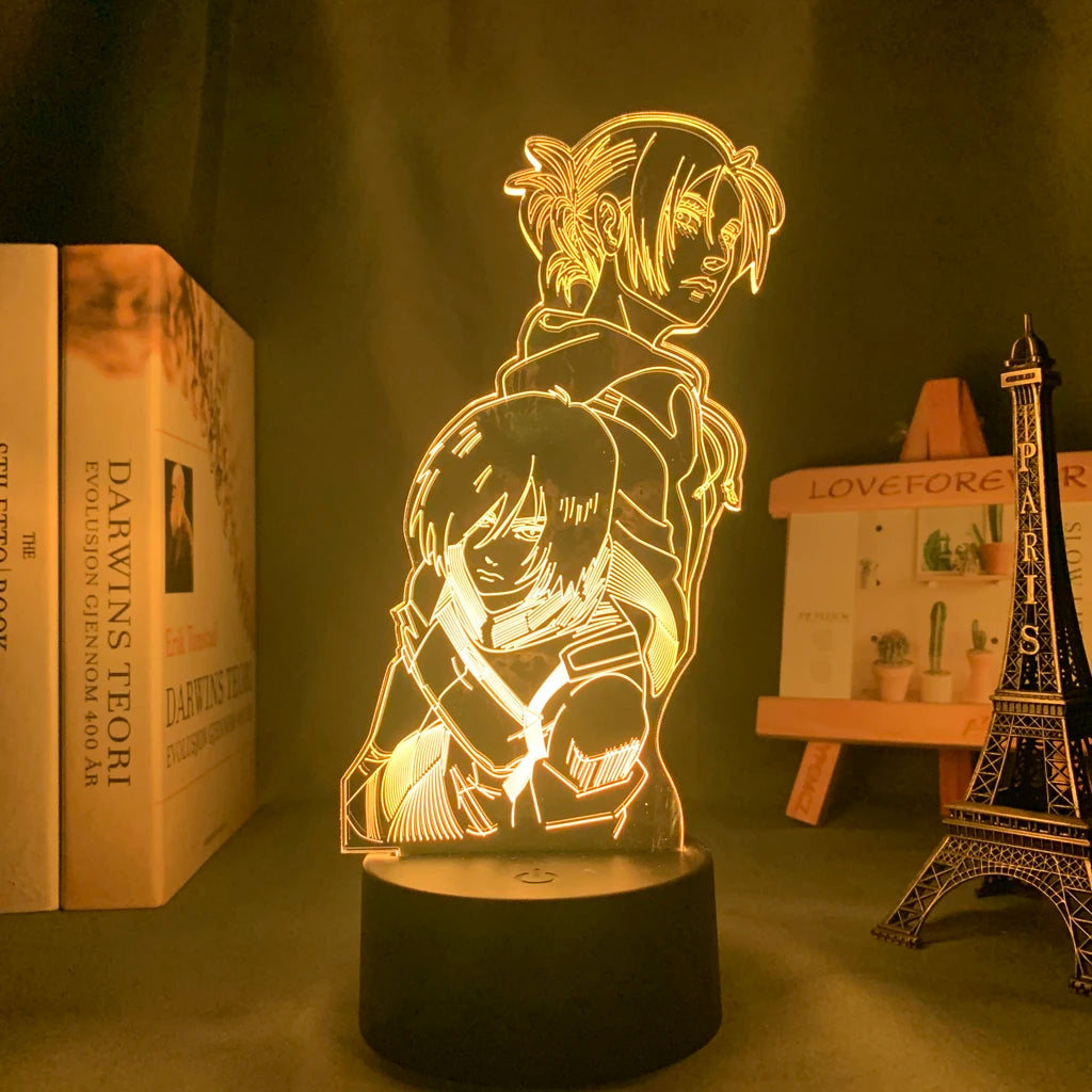 Attack on Titan 3D LED Nightlight - Eren Yeager & Mikasa Acrylic Stand