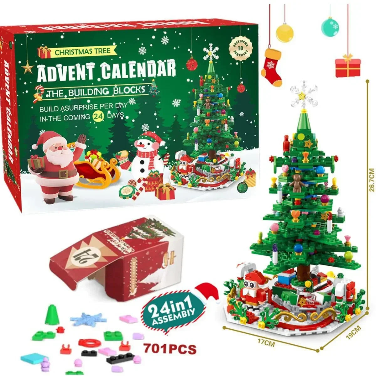 Advent Calendar New Christmas Countdown Blind Box Christmas Tree Santa Claus Model Toy Collection Christmas Kids Gifts