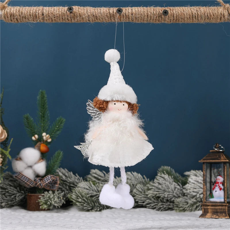 Plush Angel Doll Christmas Tree Pendant Decor Reindeer Snowman Santa Claus Doll New Year Kids Gift Christma Home Decoration