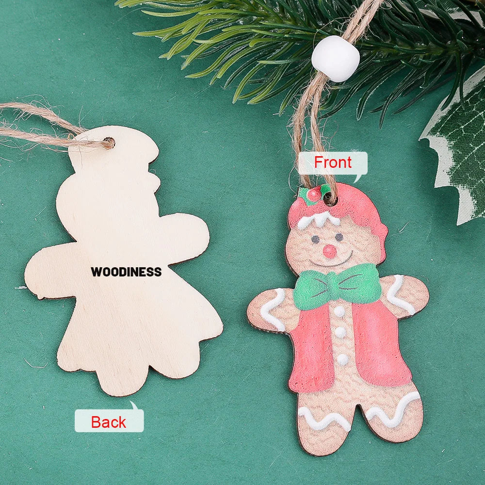 12/6Pcs Christmas Gingerbread Man Ornaments Xmas Tree Hanging Pendants New Year Kids Gifts Xmas Navidad Party Decors For Home