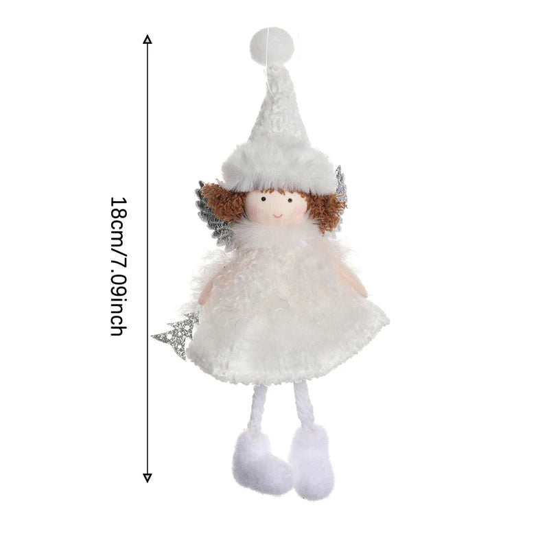 Plush Angel Doll Christmas Tree Pendant Decor Reindeer Snowman Santa Claus Doll New Year Kids Gift Christma Home Decoration