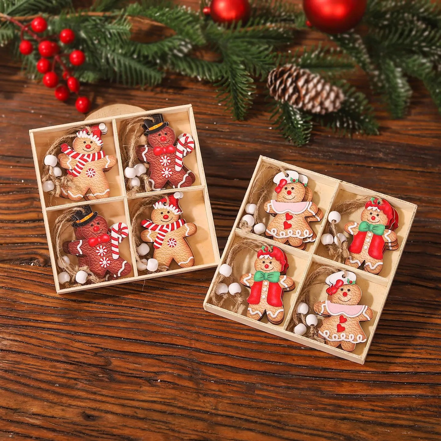 12/6Pcs Christmas Gingerbread Man Ornaments Xmas Tree Hanging Pendants New Year Kids Gifts Xmas Navidad Party Decors For Home