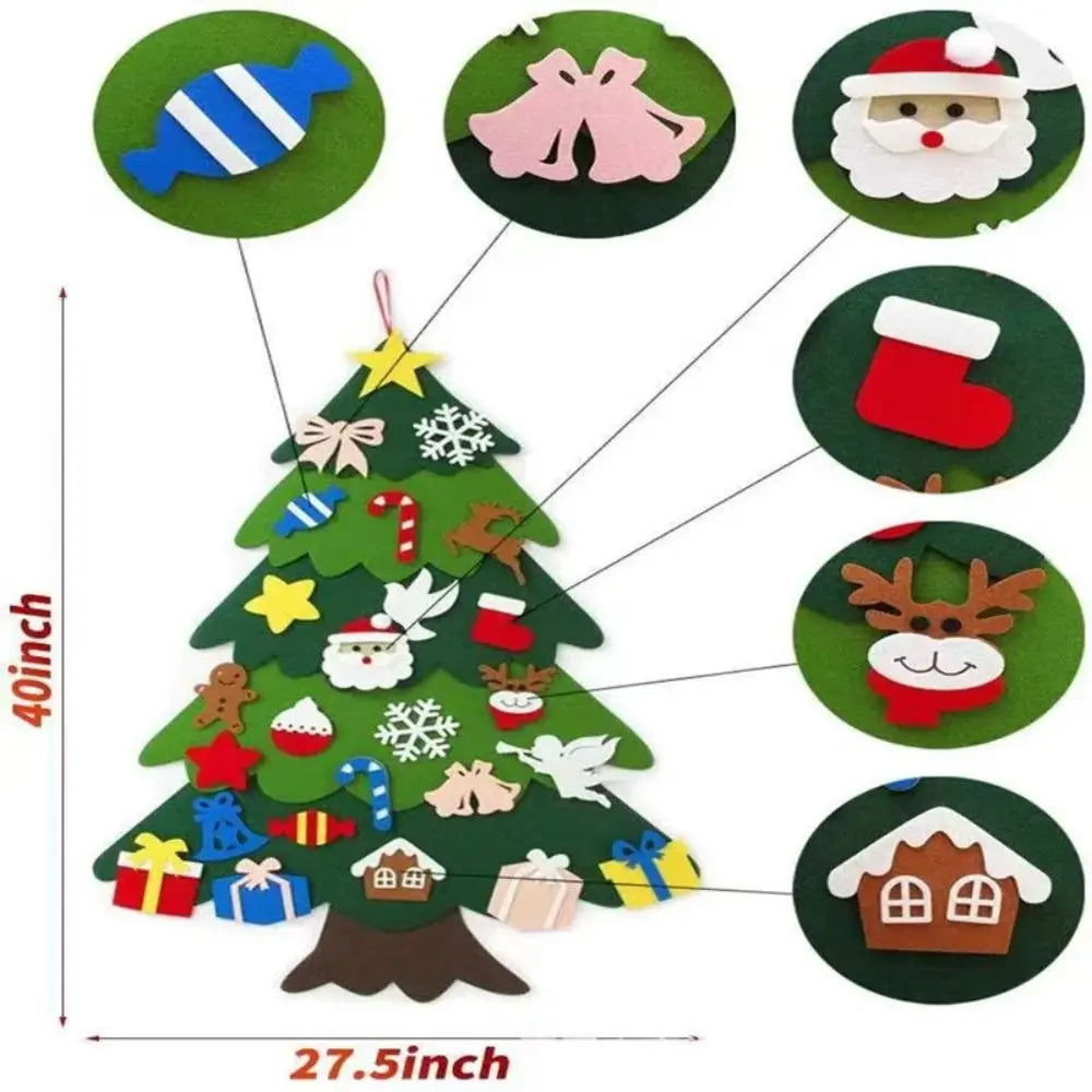 Funny Santa Claus Felt Christmas Tree Snowman Handmade Christmas Decor Merry Christmas Happy New Year Kids DIY Xmas Gift