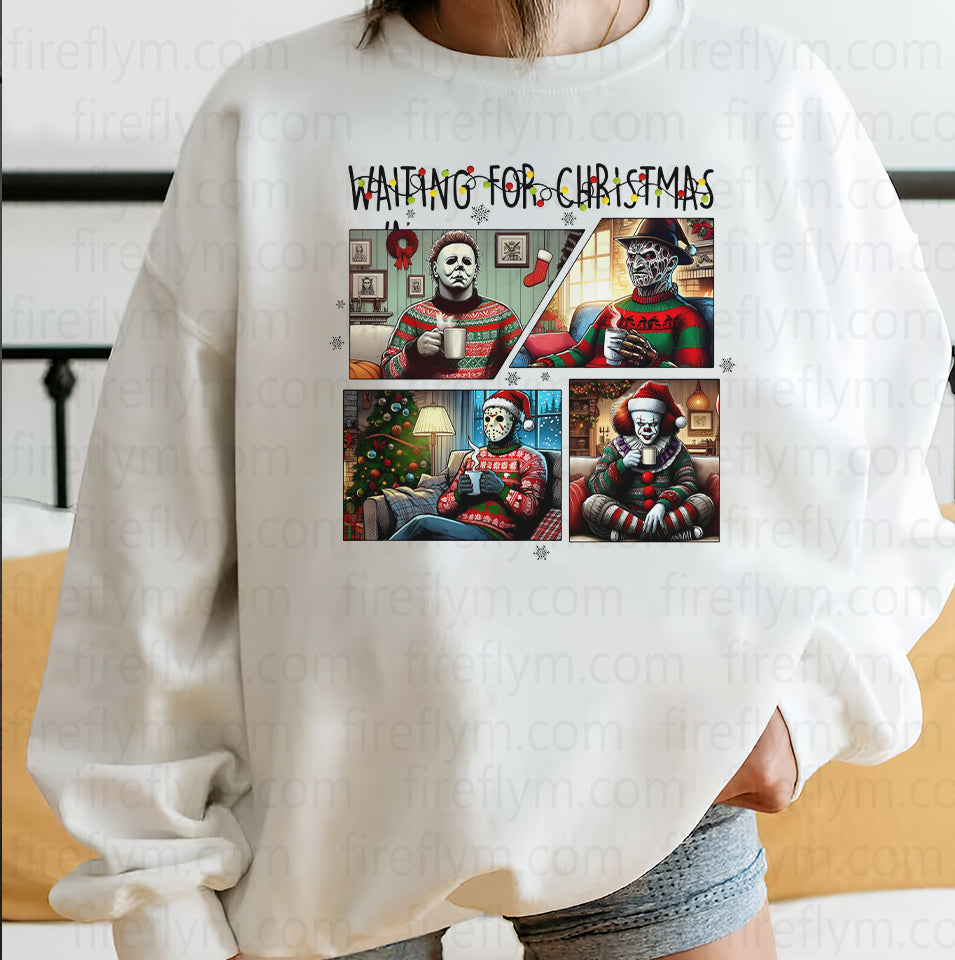 Horror Movies Character Funny Xmas Unisex Santa T-Shirt Sweatshirt, Christmas Shirt 2024, Christmas GIft