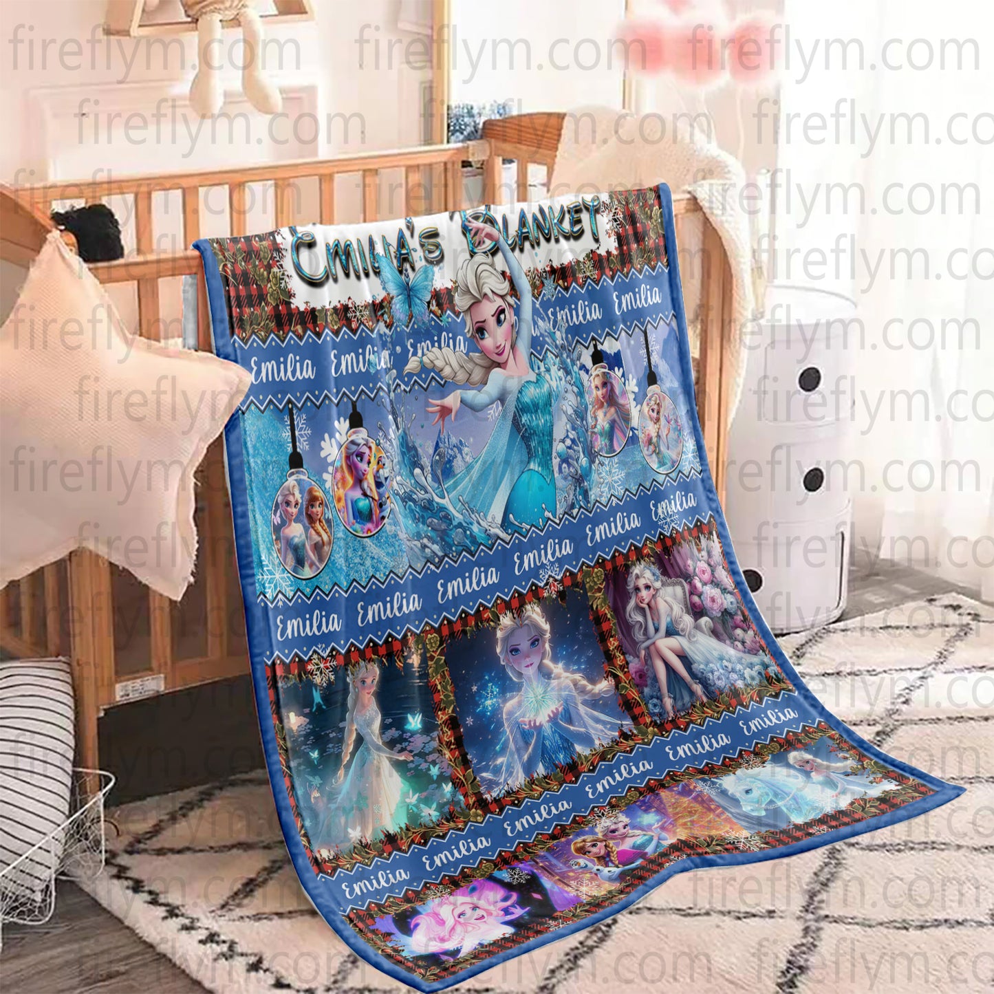 Personalized Disney Princess Blanket, Frozen Disneyland Baby Girl Trip Blanket, Elsa Princess Birthday Girl Blanket